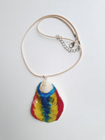 White Handpainted Seashell Pendant | Handmade Necklace - Vintage Radar
