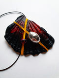 Handmade Statement Necklace | Dark Red Pendant Handpainted - Vintage Radar