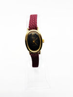 90s Womens Gold-Tone Timex Watch | Black Dial Ladies Timex Watch Vintage - Vintage Radar