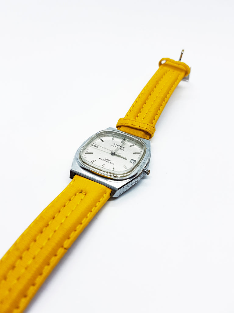 1988 Automatic Timex Square Tv Watch Yellow Strap Timex Watch Vintage Radar 6672