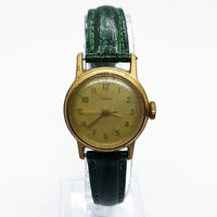 Gold-Tone Mechanical Timex Watch | Women's Green Strap Timex Watch - Vintage Radar