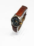 Silver-Tone Carriage by Timex Quartz Watch | Black Dial Vintage Watch - Vintage Radar
