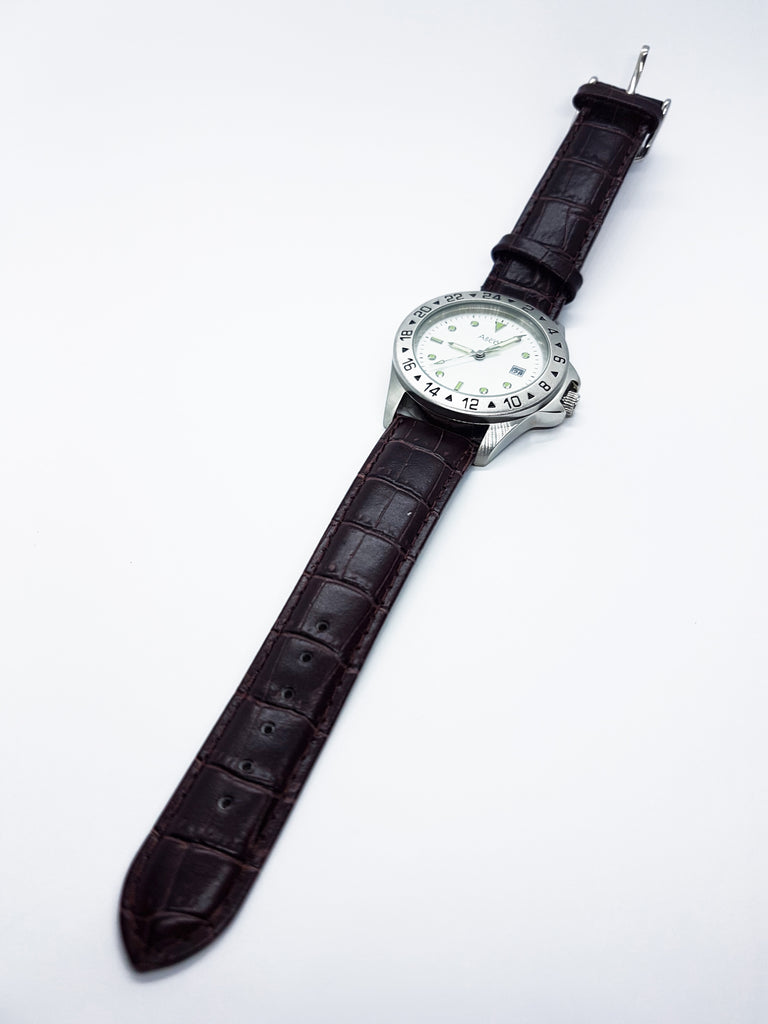 Silver-Tone Ascot Date Watch For Men | Luxury Ascot Quartz Watch ...