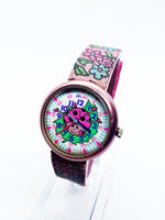 Vintage 1995 Pink Floral Lady Bug Flik Flak Swiss Watch for Women