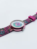Vintage 1995 Pink Floral Lady Bug Flik Flak Suisse montre pour femme