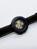 Relojes suizos geométricos de hipster negro y amarillo para hombres y mujeres