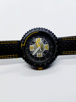 Orologi svizzeri geometrici hipster neri e gialli per uomini e donne