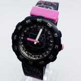 Hello Kitty Black & Pink Flik Flak par Swatch montre | Montres suisses vintage