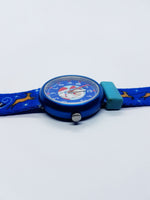 Crismas Flik Flak suizo reloj para hombres y mujeres | Santa Suiza azul reloj
