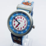 2001 Blue Teddy Bear Flik Flak ساعة سويسرية الصنع للأولاد والبنات