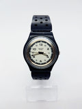 1999 VINYL MASTER SKB101 Black Minimal Swiss Swatch Watch for Men & Women - Vintage Radar