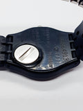 1999 VINYL MASTER SKB101 Black Minimal Swiss Swatch Watch for Men & Women - Vintage Radar