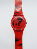 1998 THE ROSE GR136 Red Swatch watch | Womens 90s Swiss Swatch Watch - Vintage Radar
