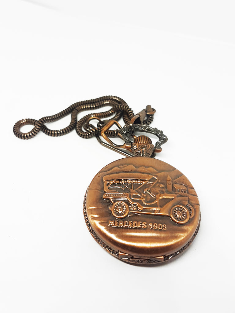 Mercedes 1903 Car Pocket Watch | Cool Bronze Car Collector Gift Watch