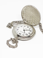 Silver Quartz Fisherman Pocket Watch | Personalized Pocket Watch Gift - Vintage Radar