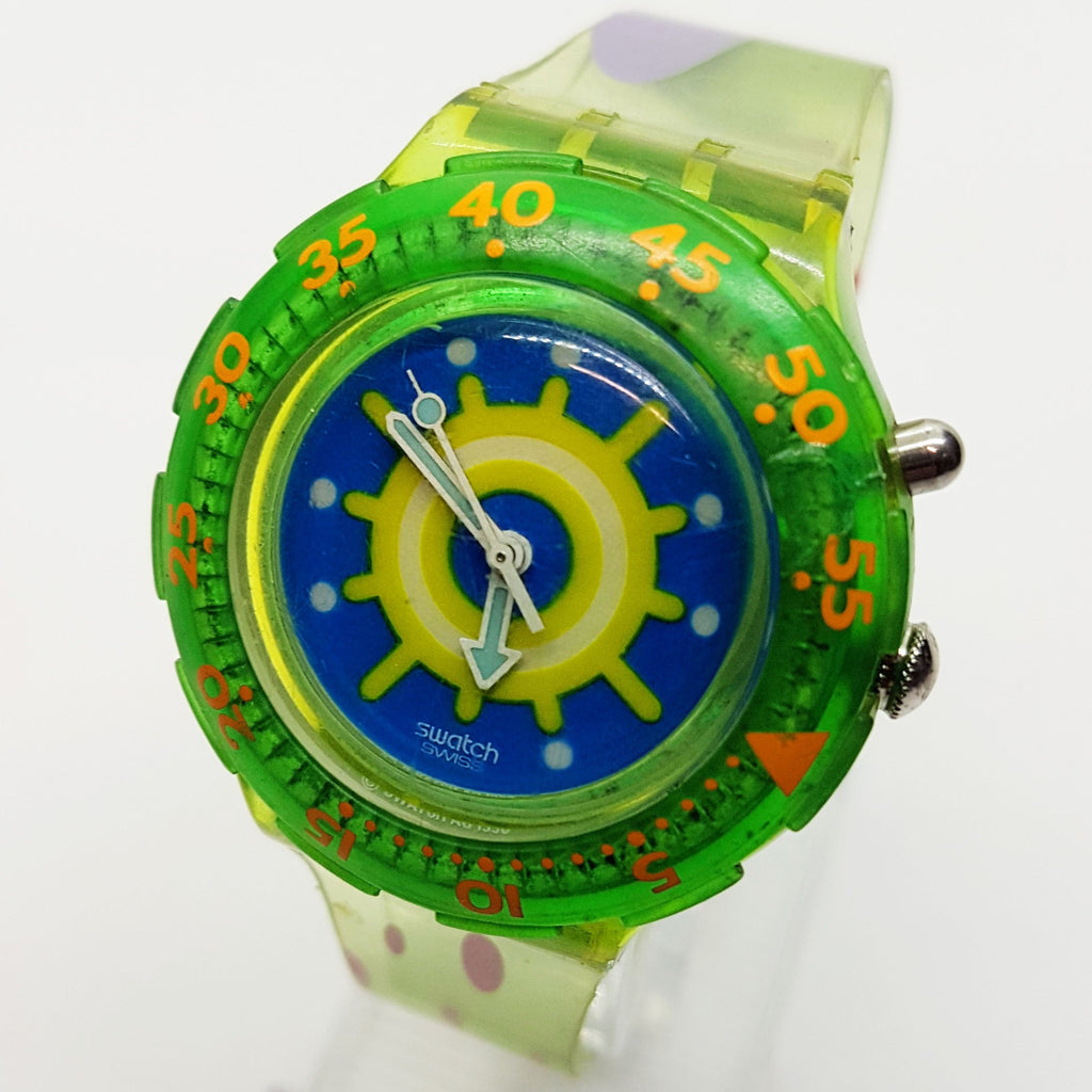 swatch スウォッチ 腕時計 SCUBA200/LACQUERWEAR   90s/1996年/ヴィンテージ品   クリア×エメラルドグリーン ユニセックス / 240001201704 swatch - swatch スウォッチ 腕時計 SCUBA200/LACQUERWEAR 90s/1996年