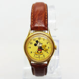 Lorus Mickey Mouse Guarda V515 6128 Cinta di pelle marrone quadrante dorato