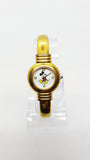 Minimalista suizo hecho reloj Mickey Mouse 90s Gold Tone Art Deco reloj