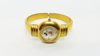 Minimalist Swiss Made Watch Mickey Mouse 90s Gold Tone Art Deco Watch