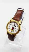 Lorus V501 1T50 HR 2 Mickey Mouse Guarda la cinghia di orologio in pelle marrone oro marrone