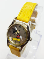 Klassische 90er Jahre Disney Mickey Mouse Jahrgang Uhr mit gelber Riemen