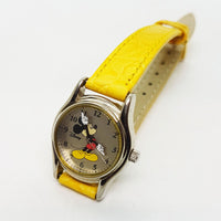 Classic 90s Disney Mickey Mouse Antiguo reloj con correa amarilla