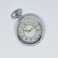 ساعة جيب الفضة ذات النغمة الفضية القديمة | ساعة الجيب المحفورة