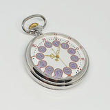 Silver-tone Pocket Watch with Purple Numerals | Railroad Gift Watch