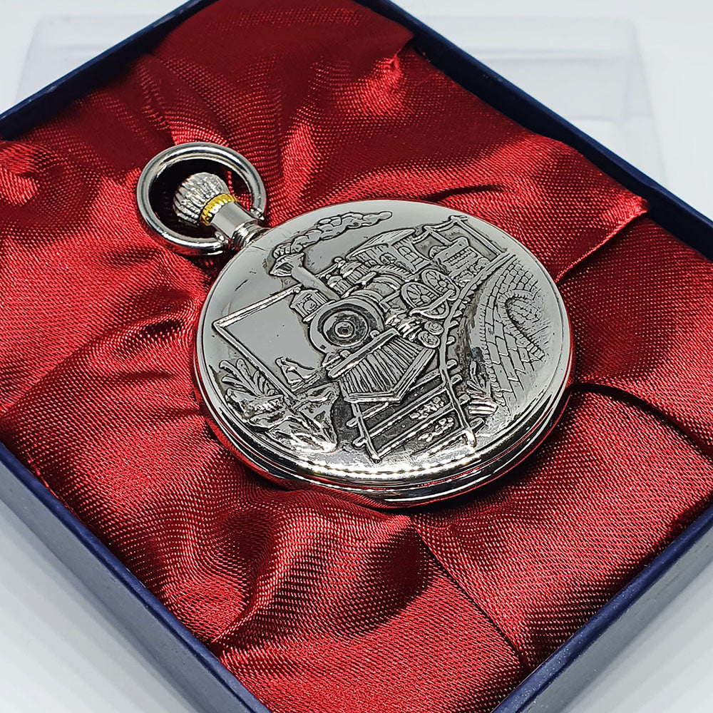 Antique Train Locomotive Silver-tone Pocket Watch | Railroad Watch ...
