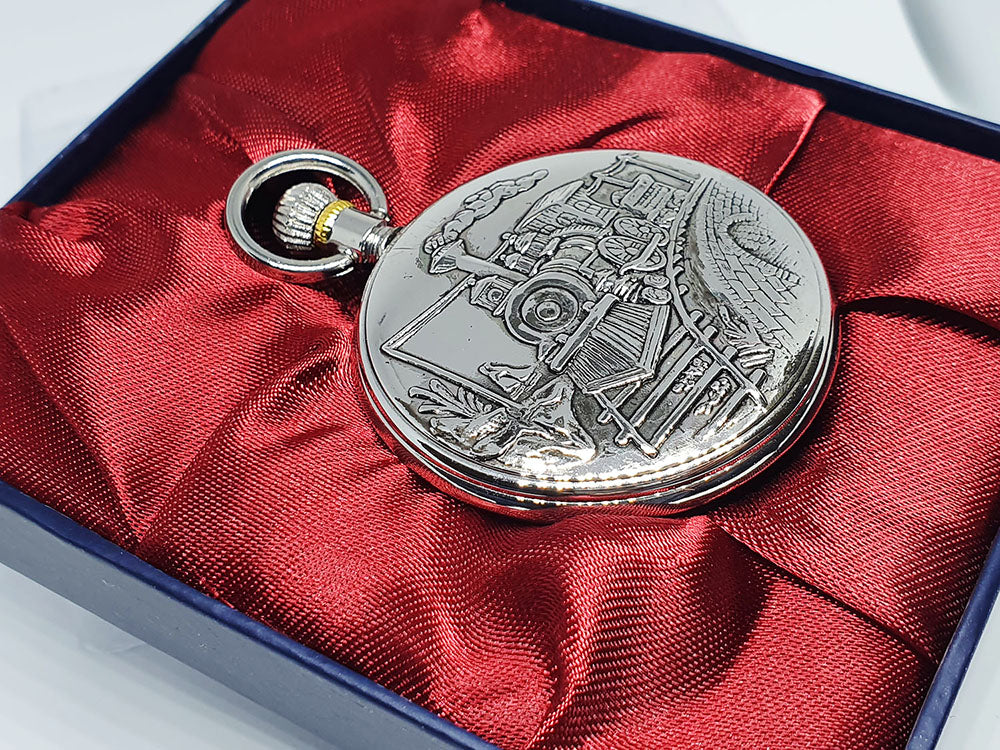 Antique Train Locomotive Silver-tone Pocket Watch | Railroad Watch ...
