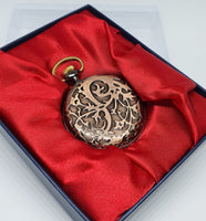 Rose-gold Pocket Watch with Gothic Floral Print | Railroad Watch