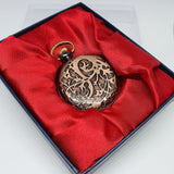 Rose-gold Pocket Watch with Gothic Floral Print | Railroad Watch