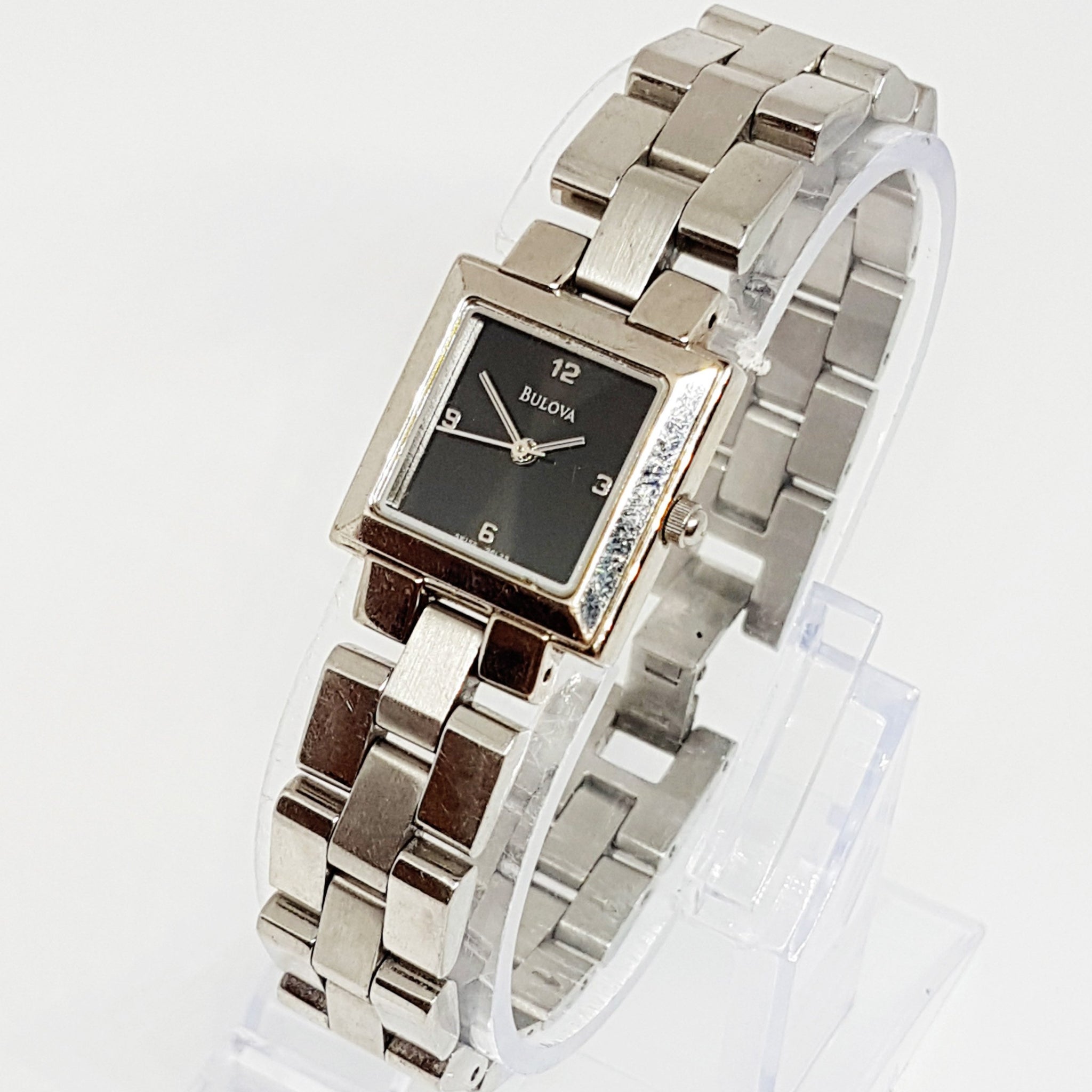 Square Black Dial Silver Bulova Watch | Minimalist Watch for 