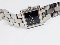 Square Black Dial Silver-tone Bulova Watch | Minimalist Watch for Women - Vintage Radar
