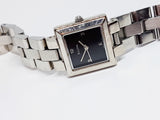 Square Black Dial Silver-tone Bulova Watch | Minimalist Watch for Women - Vintage Radar