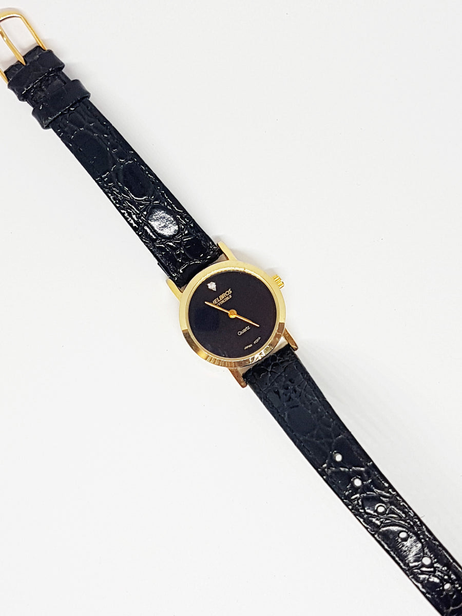 Black & Gold Helbros Watch | Ladies Helbros Invincible Quartz Watch ...