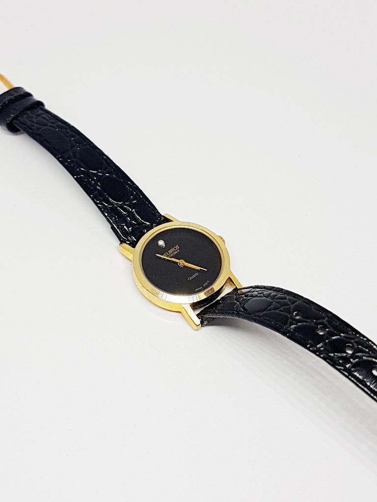 Black & Gold Helbros Watch | Ladies Helbros Invincible Quartz Watch ...