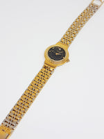 Black & Gold Gruen Quartz Watch | Gold-tone Gruen Ladies Watch - Vintage Radar