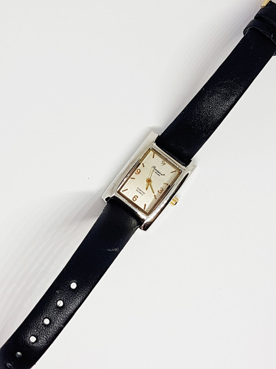 Square Dial Precision by Gruen Watch | Silver Diamond Quartz Watch ...