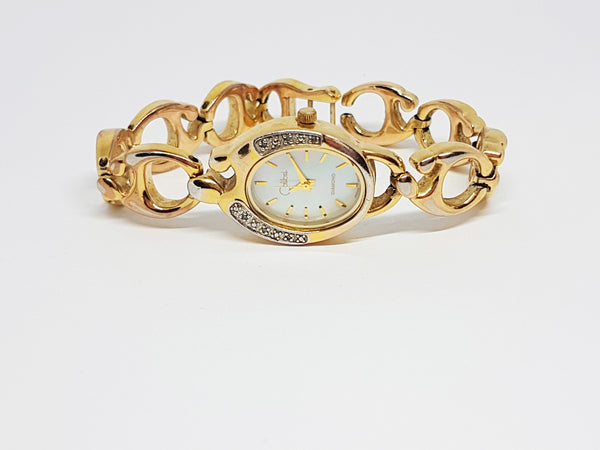 Calibri Diamond Gold-tone Watch | Ladies Elegant Quartz Watch – Vintage ...
