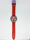 1993 Vintage Swatch Aquachrono Chronograph SBG100 Watch Red Harbour