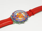 1993 Vintage Swatch Aquachrono Chronograph SBG100 Watch Red Harbor