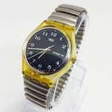 Vintage Swiss Made 1996 Classic Swatch Watch Dual Date Black Dial
