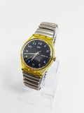 Vintage Swiss gemacht 1996 Klassiker Swatch Uhr Dual Date schwarzes Zifferblatt