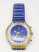 1996 الأزرق والأصفر Swatch Chrono ساعة scuba | أفضل التسعينات Swatch Chrono