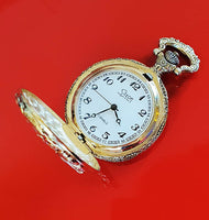 Bolsillo grabado en el semental de oro sajón reloj | Bolsillo de cazador personalizado reloj