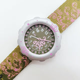 2007 Flik Flak Floral verde y rosa reloj para mujeres y niñas