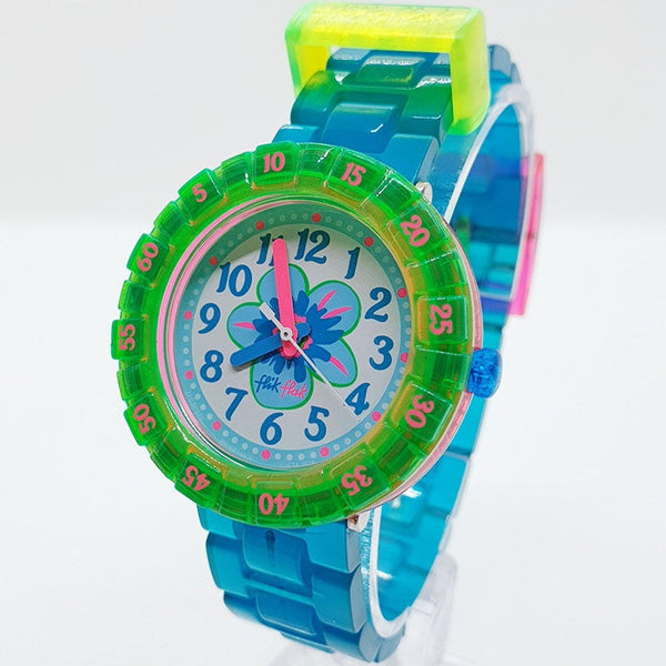 2015 Flik Flak Zfcsp029 verde verde azulado rosa reloj Para niños y niñas