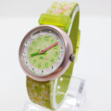 2008 Green Floral Swiss hecho Flik Flak reloj Para niñas y mujeres, correa verde