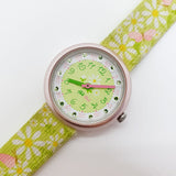 2008 Green Floral Swiss hecho Flik Flak reloj Para niñas y mujeres, correa verde
